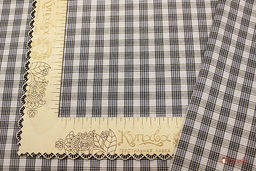 Пестрядь Мелкая клетка цв.серый/бежево-желтый, ш.1.5м, хлопок-100%, 130гр/м.кв - Купава фото 3