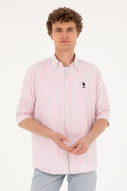 U. S. Polo Assn / Мужская пудровая рубашка с длинным рукавом