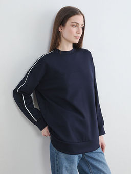 Bisiklet Yaka Oversize Kad?n Sweatshirt Tunik