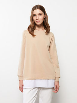 Bisiklet Yaka D?z Uzun Kollu Kad?n Sweatshirt Tunik