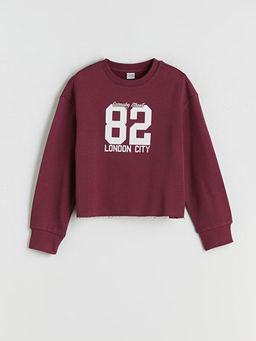 Bisiklet Yaka Bask?l? K?z ?ocuk Sweatshirt