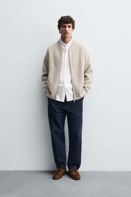 100% WOOL KNITTED BOMBER JACKET