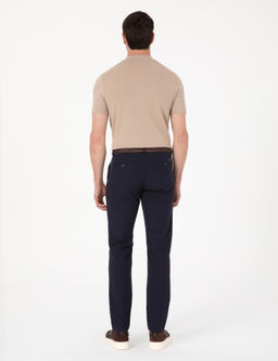 Lacivert Slim Fit Kanvas Pantolon