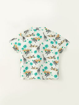 Hakim Yaka Desenli K?sa Kollu Poplin Erkek ?ocuk G?mlek