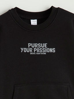 Bask?l? Erkek ?ocuk Kal?n Sweatshirt