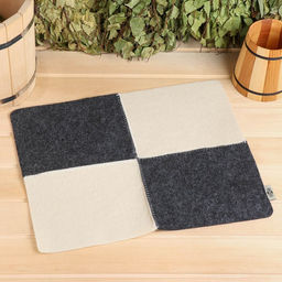 Коврик для бани Шахматы войлок серо - белый, 47х38 см