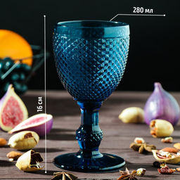 Бокал стеклянный Magistro Вилеро, 280 мл, 816,5 см, цвет синий  фото 3