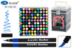 Набор маркеров акриловых 100цв., 1-5мм (MC-7506-100) "Черепаха" наконечник - кисть, на водной основе, круглый корпус, в пласт. боксе