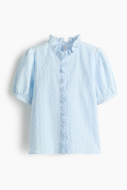Blusa de algod?n con ribetes de volante