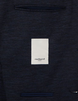 Lacivert Slim Fit Mikro Desen Y_n Kar___ml_ Tak_m Elbise