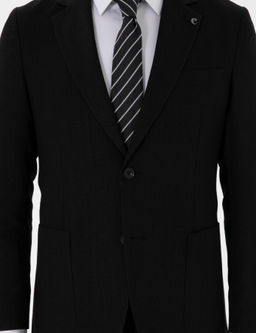 Siyah Slim Fit Keten Kar___ml_ Tak_m Elbise