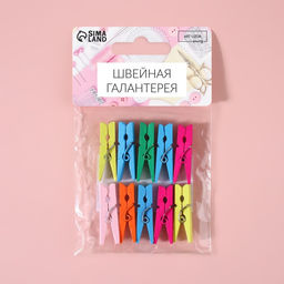 Цена за 5 шт. Прищепки для шитья, 3×0.5×0.3 см, 10 шт., разноцветные