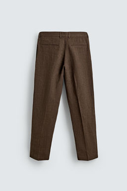 PANTAL?N REGULAR FIT TRAJE 100% LINO / Marr?n oscuro - Zara фото 6