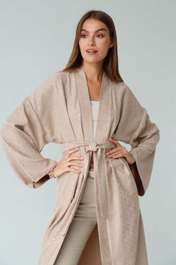 Кимоно длинное бежевое в горох - Martichelli фото 15