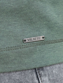 Джемпер хенли из полотна пике с меланжевым плетением с эластаном - Vilatte фото 2