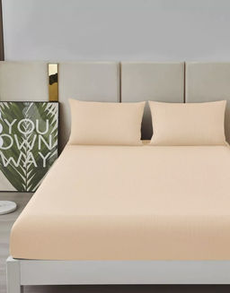 Простыня Страйп Жаккард на резинке Мерцана MERCJ003 (Кремовый) 160x200