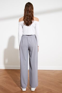 TRENDYOLMILLA Gri Beli Lastikli Wide Leg/Genis Paca Dokuma Pantolon TWOSS21PL0248 фото 5