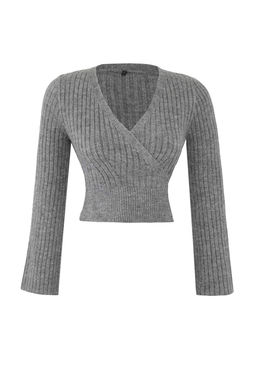 Mint Crop Yumusak Dokulu Kruvaze Triko Kazak TWOAW24KZ00381 - Trendyolmilla фото 14