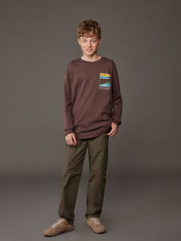 Bisiklet Yaka Bask?l? Erkek ?ocuk Ti??rt