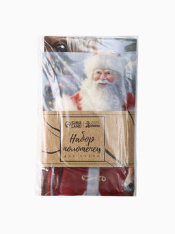 Набор кухонных полотенец Доляна. Лошадь и Дед Мороз: 35?60 см-2 шт., 100% хлопок, рогожка, 160 г/м?