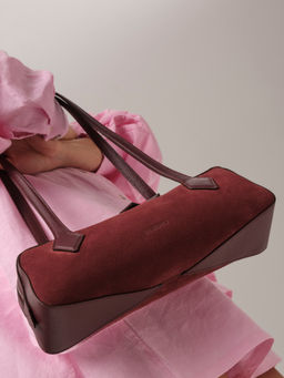 Замшевая сумка багет Deboro 31129 зимняя вишня