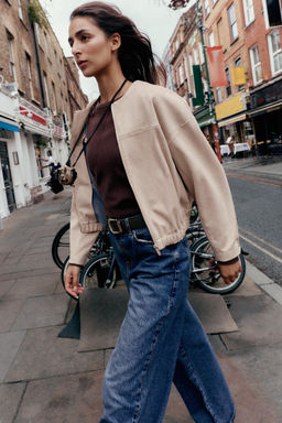 FAUX SUEDE BOMBER JACKET - Zara фото 6