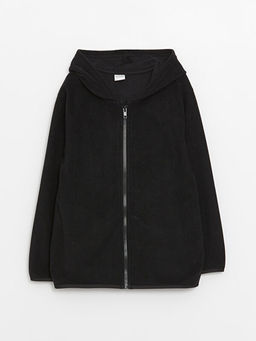 Kap??onlu Basic Uzun Kollu Polar Erkek ?ocuk Fermuarl? Sweatshirt