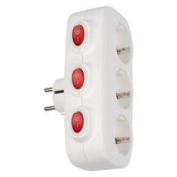 S-GES3-16OB WHITE Разветвитель сетевой с выключателем, с/з. 3 гнезда. 16А, 3500Вт. Белый. ТМ Uniel