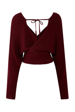 Bordo Kruvaze Triko Kazak TWOAW21KZ1277 - Trendyolmilla фото 8