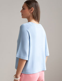 Свободный джемпер с рукавом 3/4 тонкой вязки из вискозы