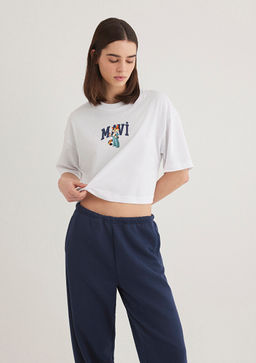 Kedi Logo Bask?l? Beyaz Tisort