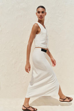 CREPE MIDI SKIRT WITH BELT - Zara фото 12