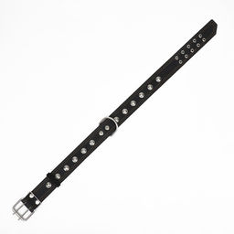 Ошейник кожаный двухслойный украшенный, 85 х 4.5 см, ОШ 50-70 см, чёрный - Пижон фото 5