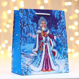 Пакет подарочный новогодний ламинированный «Снегурочка», 18×22.3×10 см