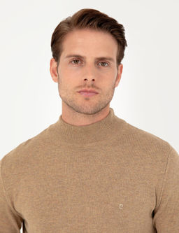 Camel Melanj Slim Fit Yar_m Bal_k__ Yaka Basic Triko Kazak - Pierre cardin фото 2