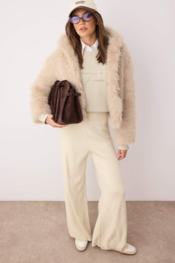 Bej Oversize Kal?p Kapusonlu Kurk Mont TWOAW26MO00025 - Trendyolmilla фото 10