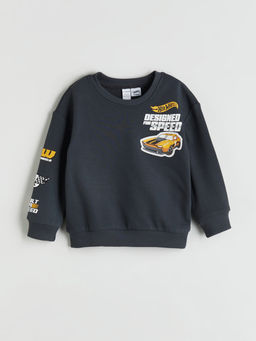Bisiklet Yaka Hot Wheels Bask?l? Erkek ?ocuk Sweatshirt