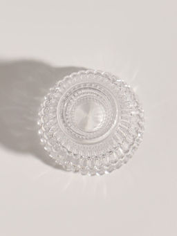 Стеклянный подсвечник на 1 свечу «Ёлочка гофре», прозрачный, d=2.2 см, 6×6×8 см