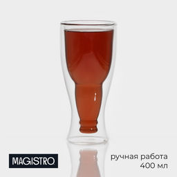 Пивной бокал Magistro «Дуо», 400 мл, 8.5×8.5×18 см, с двойными стенками, стекло, прозрачный