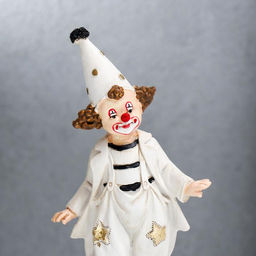 Фигурка полистоун «Клоун в колпаке на шаре», чёрно-белый с золотом, 18×5.5×7.5 см