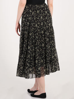 Длинная шифоновая юбка больших размеров ярусная - Almond фото 3