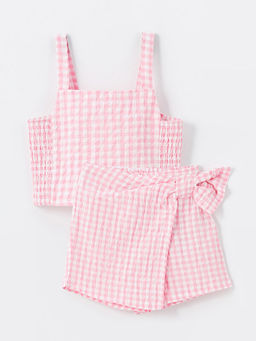 Kare Yaka K?z ?ocuk Bluz ve ?ort Etek