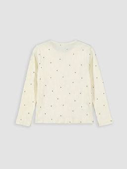 Bisiklet Yaka Kalp Bask?l? K?z ?ocuk Ti??rt