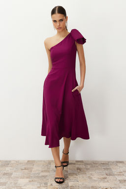 TRENDYOLMILLA Siyah A-Kesim Fiyonk Detayl? Dokuma S?k Abiye Elbise TPRSS24EL00105  фото 17