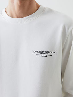 Bisiklet Yaka Uzun Kollu Bask?l? Erkek Sweatshirt