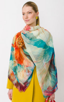 Большой мягкий очень нежный двусторонний палантин в стиле арт-деко