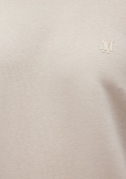 Bisiklet Yaka Bej Basic Sweatshirt - Mavi фото 7