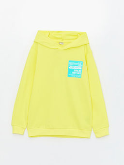 Kap??onlu Bask?l? Uzun Kollu Erkek ?ocuk Sweatshirt