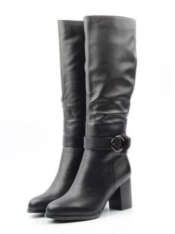 02-K56-D1 BLACK Сапоги зимние женские (натуральная кожа, натуральный мех (еврозима))