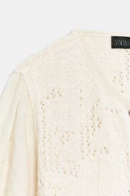 CHAQUETA ROM?NTICA PUNTO COMBINADO / Crudo - Zara фото 8